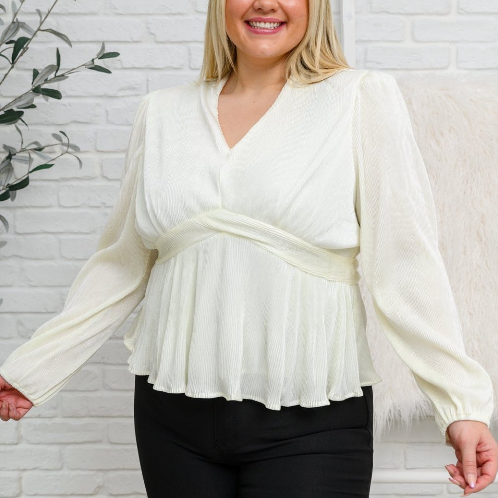 XANIDU LONG SLEEVE V NECK BLOUSE IN WHITE - Picture 2 of 4